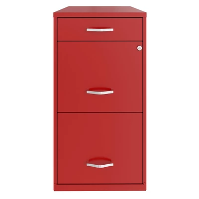 Space Solutions 18 Inch Wide Metal Organizer File Cabinet For Office Supplies And Hanging File Folders W/ Pencil Drawer & 3 File Drawers, Red 4 Space Solutions 18 Inch Wide Metal Organizer File Cabinet For Office Supplies And Hanging File Folders W/ Pencil Drawer & 3 File Drawers, Red - Image 2
