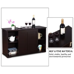 Costway Kitchen Storage Cabinet Sideboard Buffet Cupboard Wood Sliding Door Pantry Brown -Furniture Specialty Store GUEST 11b15351 3c67 49cc 91a3 8330e9f5eb2e