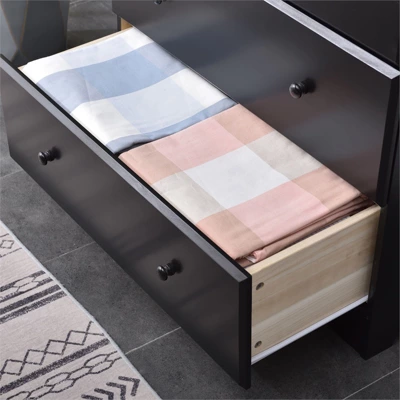 Better Home Products Isabela Solid Pine Wood 4 Drawer Chest Dresser In Black 6 Better Home Products Isabela Solid Pine Wood 4 Drawer Chest Dresser In Black - Image 4