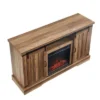 JYED DECOR 54 Inch Freestanding TV Stand Media Console With Sliding Barn Doors, Electric Fireplace, And 2 Cabinets With 2 Shelves, Rustic Oak