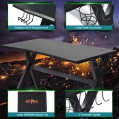 Costway X-Shaped Gaming Desk & Racing Style Massage Chair Set Home Office Black+White/Blue/Grey/Red -Furniture Specialty Store GUEST 12be490d e557 49fe b73f 8b51e6bc7ea9