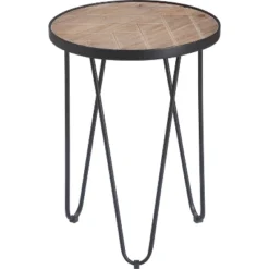 Farmhouse Side Table Metal Brown/Black- ClickDecor
