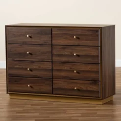 Cormac Wood And Metal 8 Drawer Dresser Walnut Brown/Gold - Baxton Studio -Furniture Specialty Store GUEST 14845297 4006 47a5 bdc4 675c88bbd7b9