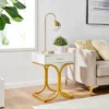 17.75" Rectangular Modern Glam Side Table With Drawer White/Gold - Danya B.