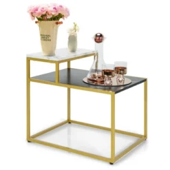Costway 2 Tier End Side Table Metal Frame Nightstand With Storage Shelf Living Room -Furniture Specialty Store GUEST 1541360f b197 4815 8270 ec37435ebc6c