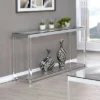Anne Acrylic Console Sofa Table With Glass Top And Shelf Chrome - Coaster -Furniture Specialty Store GUEST 16550a34 c86d 474a a048 b15bfb666da6