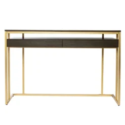 Quinal Writing Desk With Storage Brown/Gold - Aiden Lane -Furniture Specialty Store GUEST 165c6b12 c9ed 4be2 a11e 3d1872b016eb