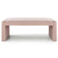 Kaia 47" Contemporary Farmhouse Linen Fabric Waterfall Upholstered Bench-The Pop Maison