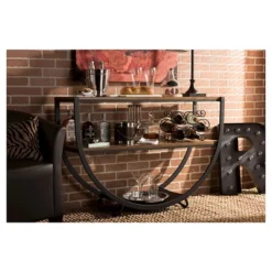 Blakes Rustic Industrial Style Textured Finish Metal Distressed Wood Console Table - Antique Black - Baxton Studio -Furniture Specialty Store GUEST 16c0d5ab a065 43d2 abdd 127fa15f9add