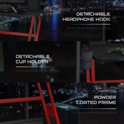 BlackArc Bravo Red Gaming Desk & Chair Set: High Back Gaming Chair With Lumbar Support & Adjustable Arms; Desk With Cupholder/Headphone Hook -Furniture Specialty Store GUEST 1946684a 84bb 4f7b b7bf 66daeb46ca09