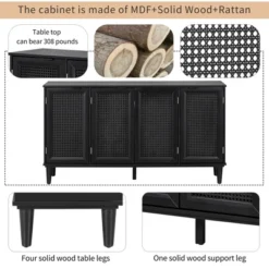 60" Generous Storage Sideboard With Faux Rattan Door - ModernLuxe 17 60" Generous Storage Sideboard With Faux Rattan Door - ModernLuxe -Furniture Specialty Store GUEST 1956d586 e08e 4eb5 9fa1 d1ae95bd3acc