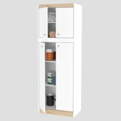 4 Doors Kitchen Storage Cabinet White/Oak - Inval -Furniture Specialty Store GUEST 19668e74 8079 4466 abd2 c0ba95e3a1eb