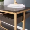 Quinal Writing Desk With Storage Brown/Gold - Aiden Lane -Furniture Specialty Store GUEST 19817afb 850f 4766 9938 8b08aff6f861