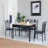 Tangkula 5 Piece Dining Set Wood Metal Table And Chairs Kitchen Furniture Black