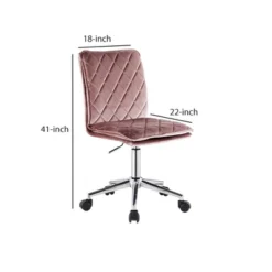 Fabric Upholstered Office Chair Pink/Silver - Benzara -Furniture Specialty Store GUEST 1a8d3357 8594 49f5 805e 6a07070dc590