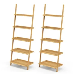 Costway 2 PCS 5-Tier Bamboo Ladder Shelf Wall-Leaning Display Bookcase Storage Rack 19 Costway 2 PCS 5-Tier Bamboo Ladder Shelf Wall-Leaning Display Bookcase Storage Rack -Furniture Specialty Store GUEST 1a994671 6d2f 49bc 8665 cf4fc2256bdb