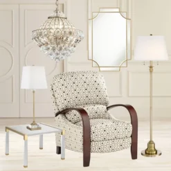 55 Downing Street Modern Cast Acrylic Accent Side End Table 23 1/2" X 24" Clear Gold Spaces Living Room Bedroom Bedside Entryway -Furniture Specialty Store GUEST 1a9f3cf1 aeac 4310 92cd 2d8811f0bc4a