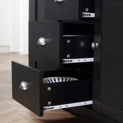 HOMCOM Kitchen Sideboard With Adjustable Shelves, Dining Buffet Cabinet With 3 Storage Drawers, Black -Furniture Specialty Store GUEST 1ce333de e725 4bdc a6cd 5f5630220965