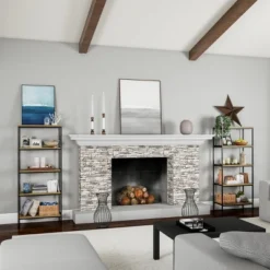 Hastings Home 5-Tier Open Bookshelf – Industrial Bookcase With Steel Frame, Black -Furniture Specialty Store GUEST 1d27121d 39a4 4a9f af5c 737f3d2e87c7