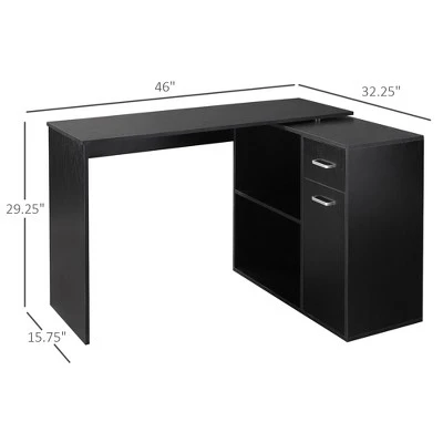 HomCom L-Shaped Computer Desk Workstation With Rotating Storage Shelves And Drawer 6 HomCom L-Shaped Computer Desk Workstation With Rotating Storage Shelves And Drawer - Image 4