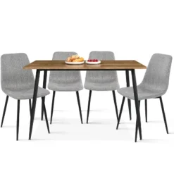 Charls+Bingo 5-Piece Metal Legs And 4 Upholstered Chairs Modern Rectangular Dining Table Furniture Set-The Pop Maison -Furniture Specialty Store GUEST 1dfe412d dc79 4669 a5f4 816d9bb84aa8