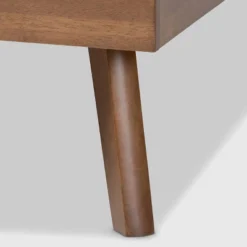 Alke Fabric Upholstered Walnut Finished Platform Bed - Baxton Studio -Furniture Specialty Store GUEST 1e71ed93 b08e 4542 9749 7ba60f560efd