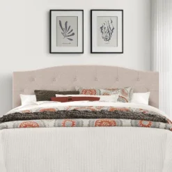 King/California King Provence Upholstered Arch Adjustable Tufted Headboard Linen Fabric - Hillsdale Furniture