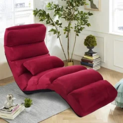 Costway Folding Lazy Sofa Chair Stylish Sofa Couch Bed Lounge Chair W/Pillow Burgundy -Furniture Specialty Store GUEST 1fb1e3bc 3334 483d b7d5 874a84c64c06