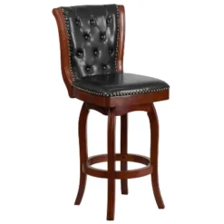 Merrick Lane Wood Stool In With Button Tufted Faux Leather Seat And Back And Footrest -Furniture Specialty Store GUEST 20075a61 9203 4c96 964c 407cc21b30e5