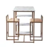 Marmo Breakfast Table Dining Set With Faux Marble Top Brass - Teamson Home -Furniture Specialty Store GUEST 203be95d 1753 4ec7 86ab 91c954bd1097