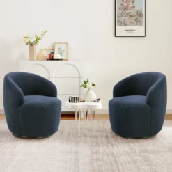 Set Of 2 Fannie 25.60'' Wide Small Size Boucle Upholstered 360° Swivel Barrel Chair-The Pop Maison -Furniture Specialty Store GUEST 20883c1a c4d9 4cdb a3f7 dc18e787e3b4