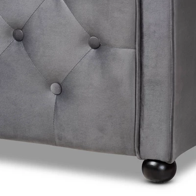 Freda Velvet Fabric Upholstered Button Tufted Daybed - Baxton Studio 6 Freda Velvet Fabric Upholstered Button Tufted Daybed - Baxton Studio - Image 4
