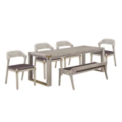 6pc Rectangular Montana Extendable Dining Set With 4 Side Chairs And 1 Bench - Boraam