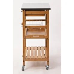 Aya Bamboo Kitchen Cart With Stainless Steel Top Natural - Boraam -Furniture Specialty Store GUEST 2176b213 55d5 47a5 a845 ed49b4ed474d