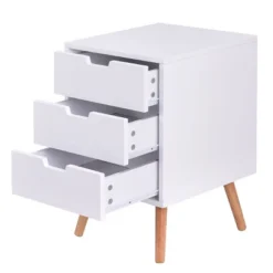 Costway White Side End Table Nightstand W/ 3 Drawers Mid-Century Accent Wood Furniture -Furniture Specialty Store GUEST 21ac884f 58de 4685 8d85 786751cc64e9