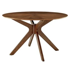47" Crossroads Round Wood Dining Table Walnut - Modway