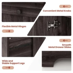 Costway 66.5'' L Shaped Home Office Desk Corner Computer Desk Keyboard Tray Dark -Furniture Specialty Store GUEST 2214ee56 728b 447e 9c52 f6116a2aae2f