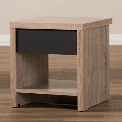 Jamie Modern And Contemporary Two - Tone Wood 1 - Drawer 1 - Shelf Nightstand - Brown - Baxton Studio 8 Jamie Modern And Contemporary Two - Tone Wood 1 - Drawer 1 - Shelf Nightstand - Brown - Baxton Studio - Image 6