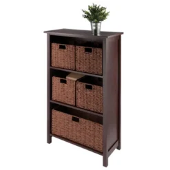 42.99" 6pc Milan Storage Shelf With Baskets Walnut - Winsome -Furniture Specialty Store GUEST 222aae9a e053 4837 bcdd ebe4adf7145b