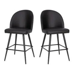 Merrick Lane Set Of 2 Modern Armless Counter Stools With Contoured Backs, Steel Frames, And Integrated Footrests -Furniture Specialty Store GUEST 2243eea2 165e 4580 b167 6819d5d49668