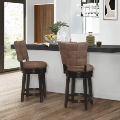 26" Kaede Wood And Upholstered Swivel Counter Height Barstool Black/Chestnut - Hillsdale Furniture -Furniture Specialty Store GUEST 227c8c53 0ee9 41e2 becf 77cf6eef17df