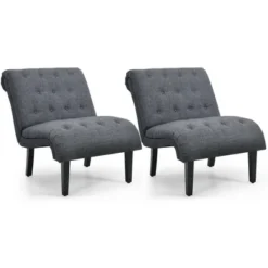Costway Set Of 2 Armless Accent Chair Upholstered Tufted Lounge Chair -Furniture Specialty Store GUEST 227d0ffc a5d9 47d8 ba6b ebadf1d458f0