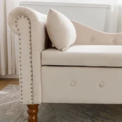 Bedroom Velvet Chaise Longue With Storage, Pillow And Nailhead Accents - ModernLuxe -Furniture Specialty Store GUEST 22c0fac1 d717 4a0b 8568 e695acfd3564