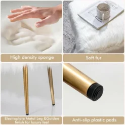 Costway Faux Fur Vanity Stool Square Furry Ottoman W/ Golden Metal Legs -Furniture Specialty Store GUEST 23247d7a 0e8b 4897 8d31 8a83f586f045
