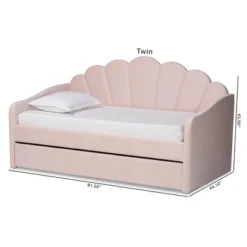 Timila Velvet Fabric Upholstered Daybed With Trundle Light Pink - Baxton Studio -Furniture Specialty Store GUEST 23317ec4 3599 4949 9f47 8c2304f5d1e5