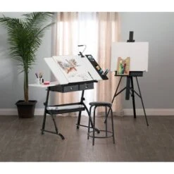 Core Drawing Table And Stool Set Charcoal Black/White - Studio Designs -Furniture Specialty Store GUEST 2380b8ce 2b6b 4e21 884d b85c3e3763dc