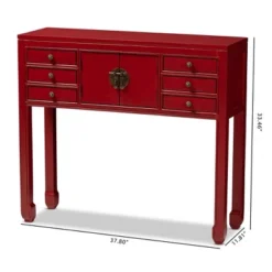 Melodie 6 Drawer Console Table Red - Baxton Studio -Furniture Specialty Store GUEST 24f0ca8c e396 4526 a173 28434ec07979