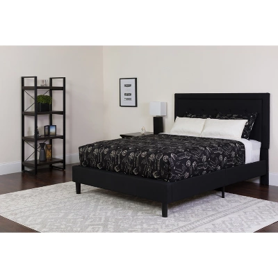 Flash Furniture Roxbury Full Size Tufted Upholstered Platform Bed In Black Fabric With Pocket Spring Mattress 3 Flash Furniture Roxbury Full Size Tufted Upholstered Platform Bed In Black Fabric With Pocket Spring Mattress