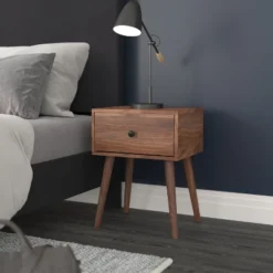 Flash Furniture Hatfield Mid-Century Modern One Drawer Wood Nightstand, Side Accent Or End Table With Soft Close Storage Drawer, Dark Walnut -Furniture Specialty Store GUEST 2534e5d9 23c9 4c9b 94f6 d23ced154643