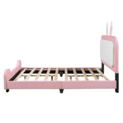 Full/Twin Size Upholstered Rabbit-Shape Princess Platform Bed, White+Pink-ModernLuxe -Furniture Specialty Store GUEST 25553d38 76bc 4491 9d7a d174549efe44